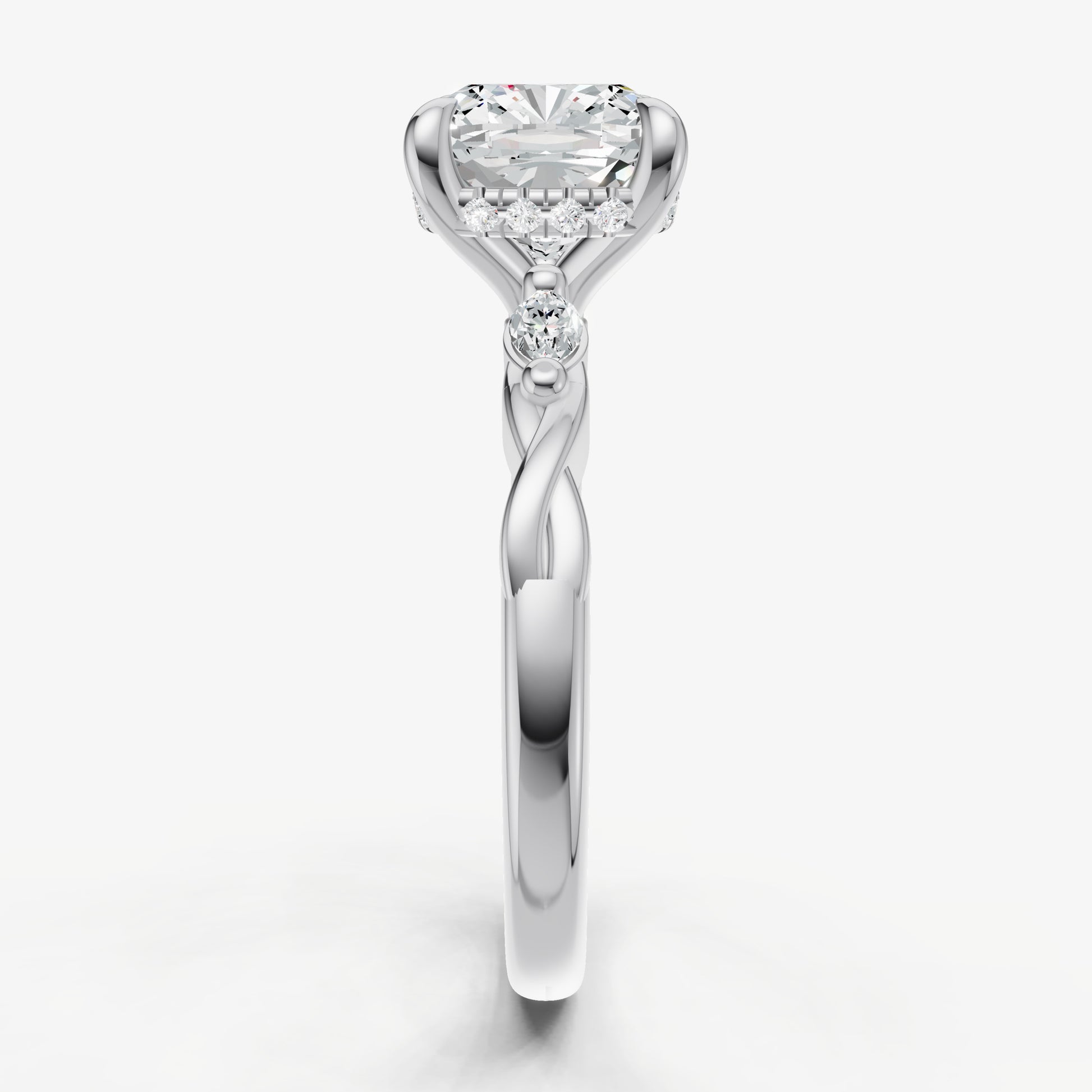 Cushion Engagement Ring with Marquise Accent Diamonds