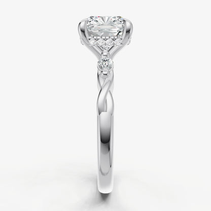 Cushion Engagement Ring with Marquise Accent Diamonds