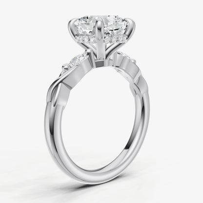 Cushion Engagement Ring with Marquise Accent Diamonds