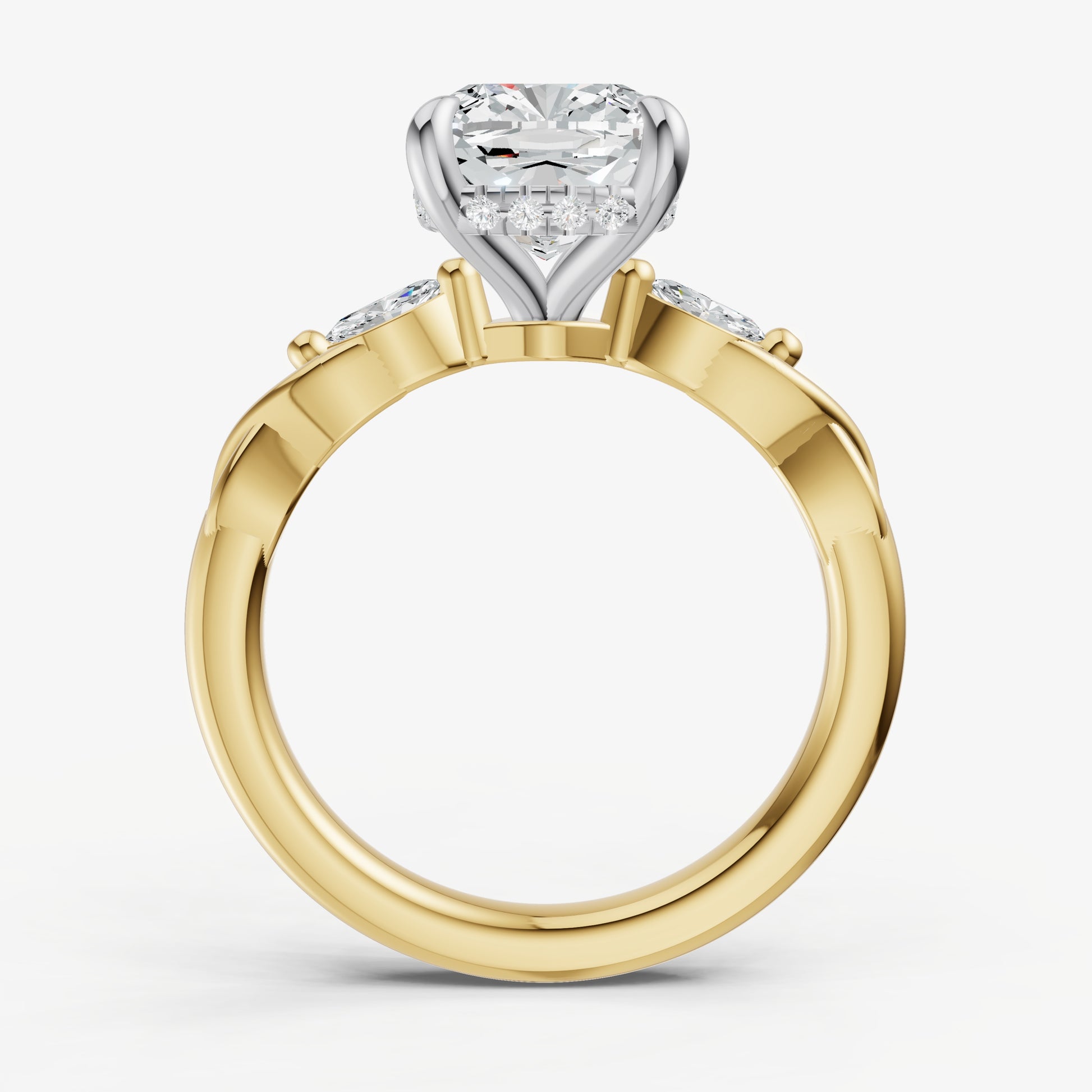 Cushion Engagement Ring with Marquise Accent Diamonds