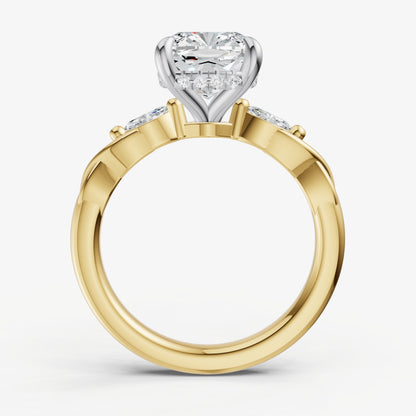 Cushion Engagement Ring with Marquise Accent Diamonds