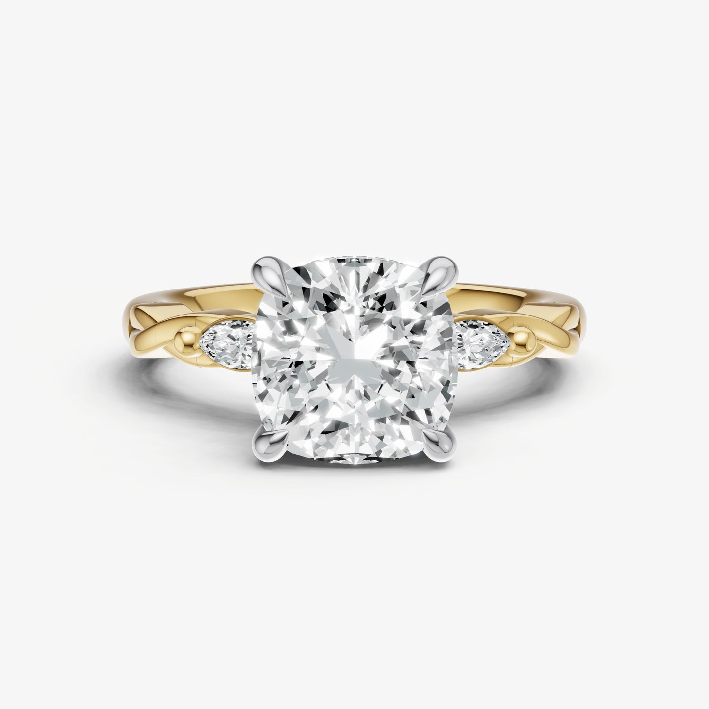 Cushion Engagement Ring with Marquise Accent Diamonds