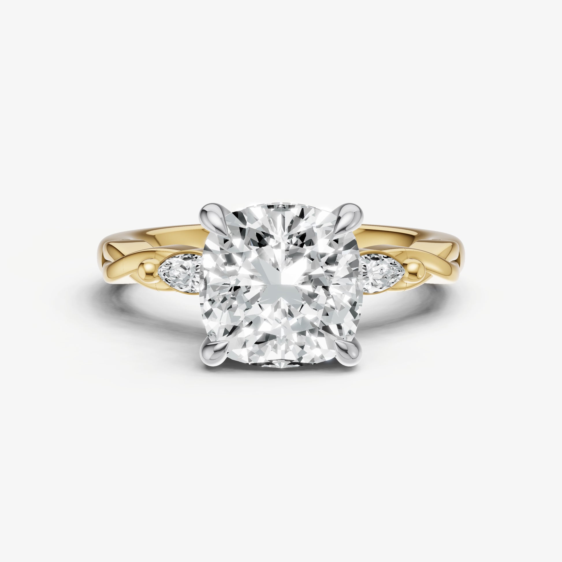 Cushion Engagement Ring with Marquise Accent Diamonds