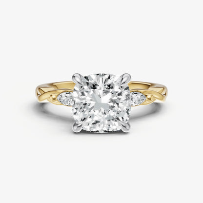 Cushion Engagement Ring with Marquise Accent Diamonds