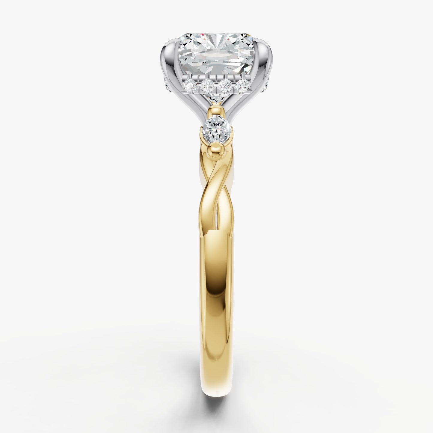 Cushion Engagement Ring with Marquise Accent Diamonds