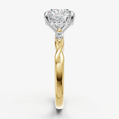 Cushion Engagement Ring with Marquise Accent Diamonds