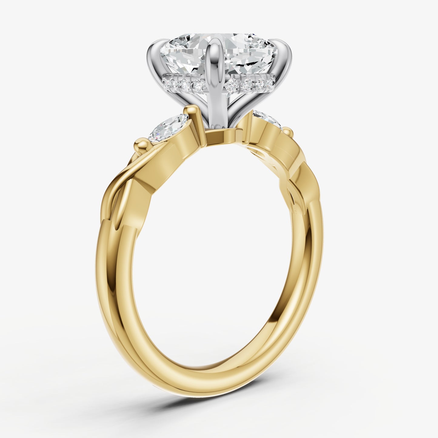 Cushion Engagement Ring with Marquise Accent Diamonds