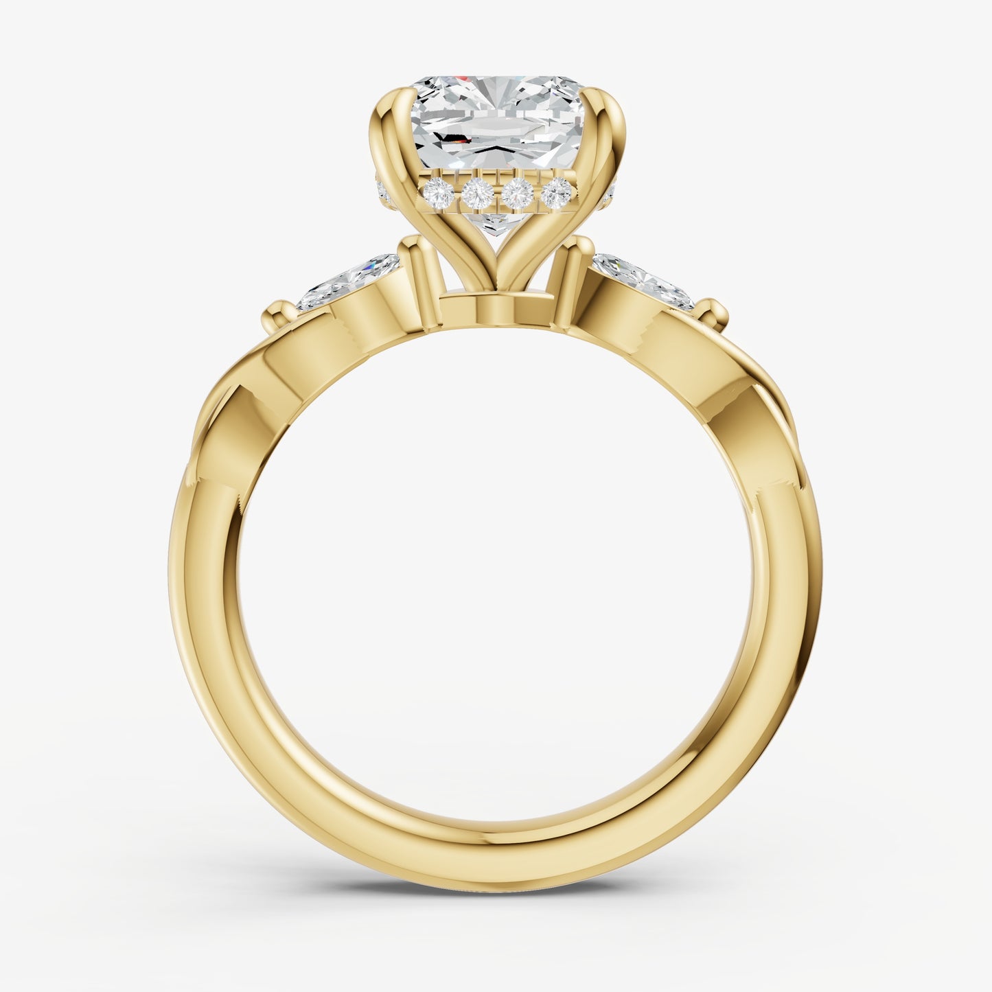 Cushion Engagement Ring with Marquise Accent Diamonds