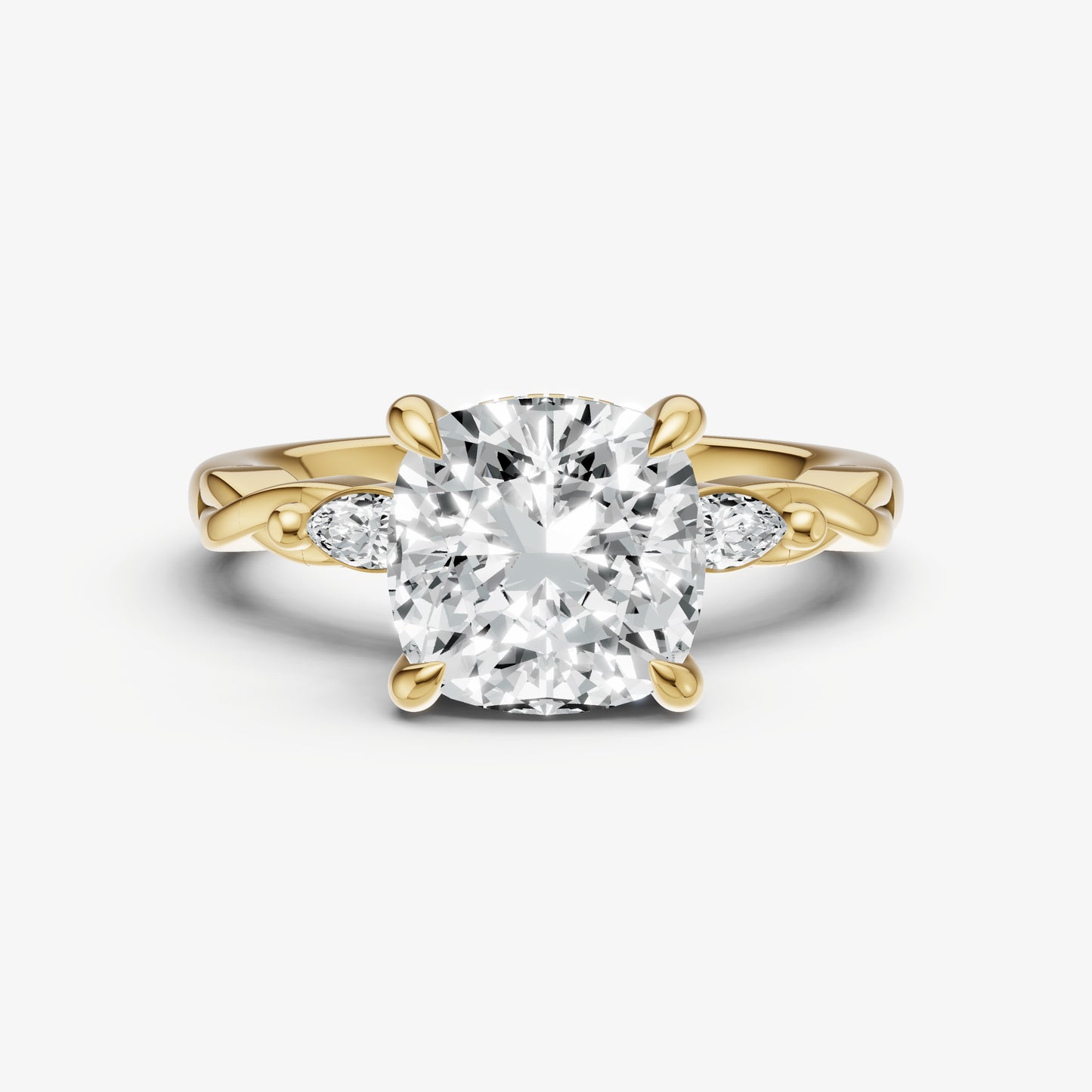 Cushion Engagement Ring with Marquise Accent Diamonds