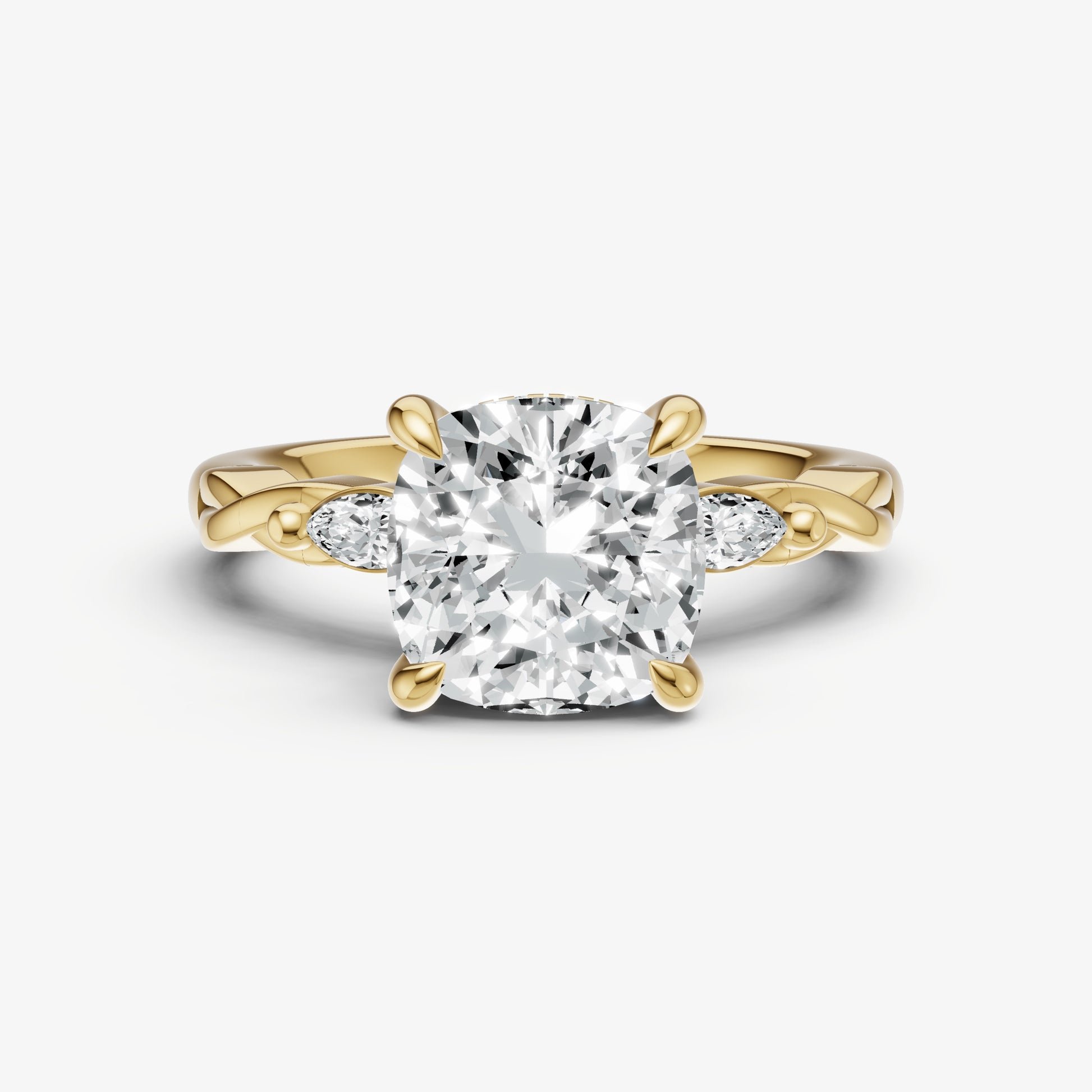 Cushion Engagement Ring with Marquise Accent Diamonds
