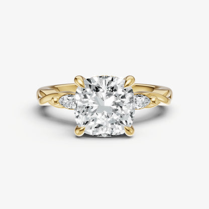 Cushion Engagement Ring with Marquise Accent Diamonds
