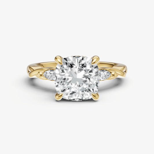 Cushion Engagement Ring with Marquise Accent Diamonds