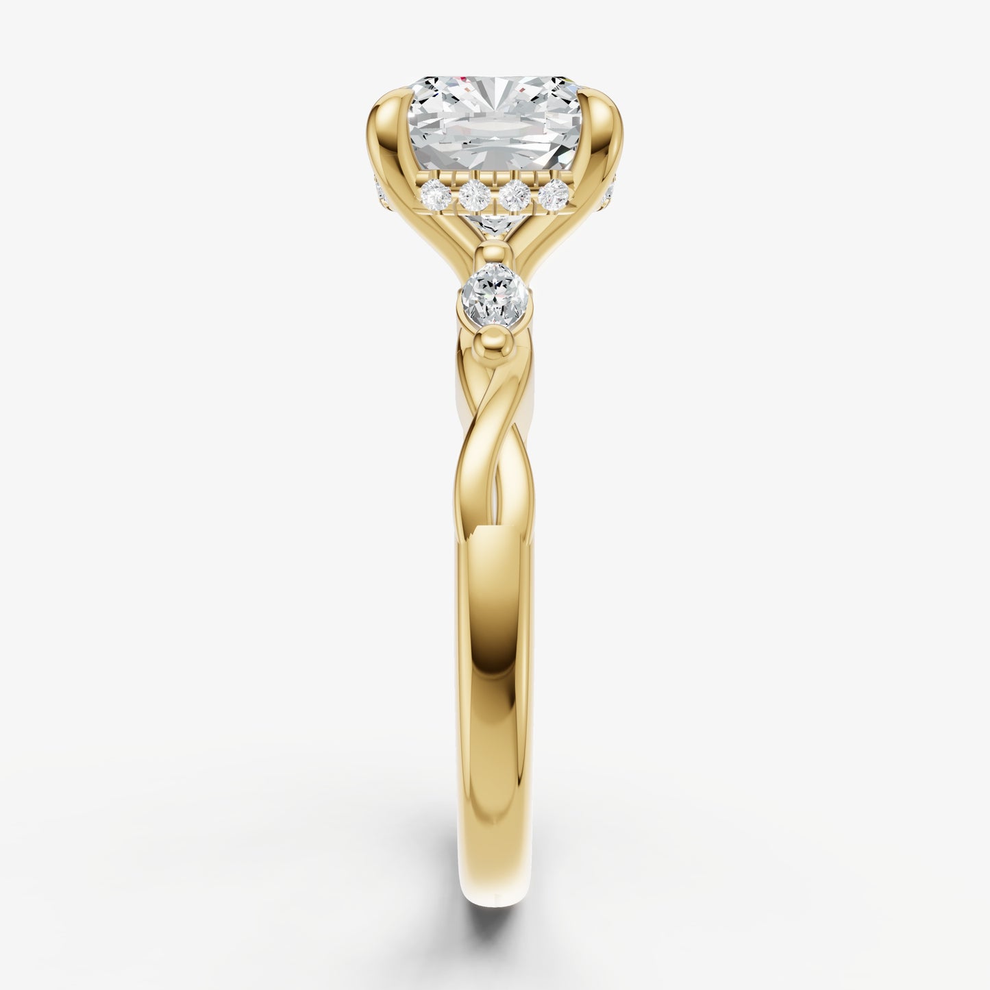 Cushion Engagement Ring with Marquise Accent Diamonds