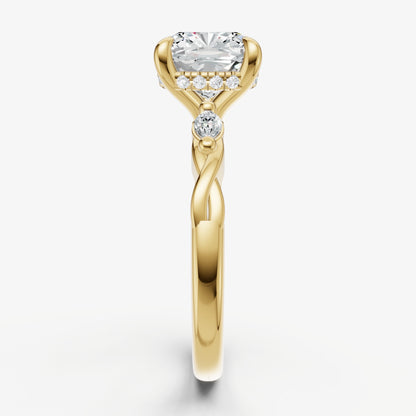 Cushion Engagement Ring with Marquise Accent Diamonds