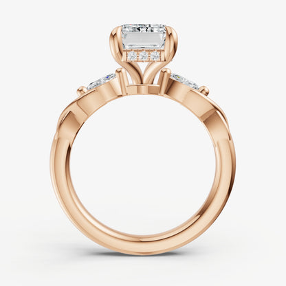 Emerald Engagement Ring with Marquise Accent Diamonds