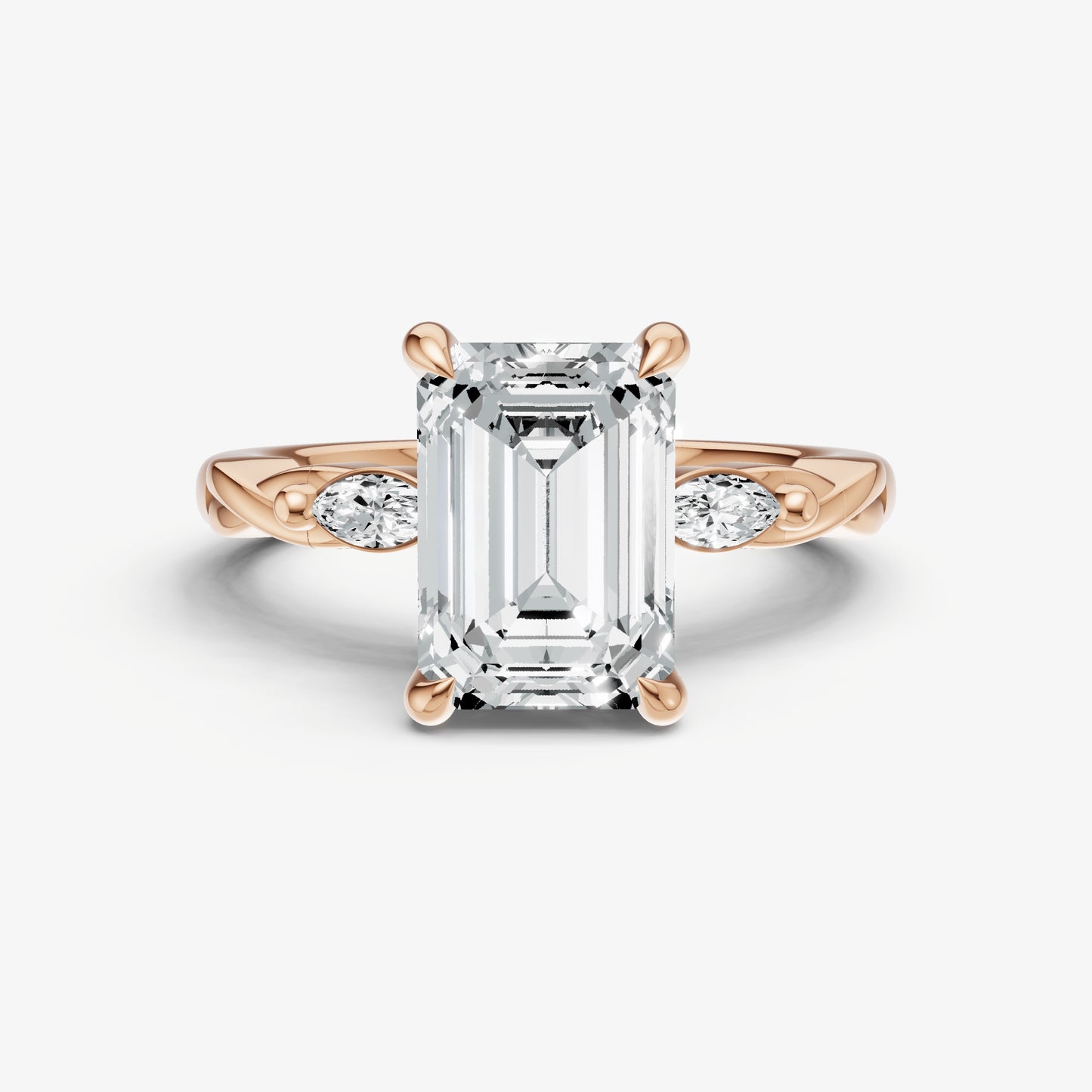 Emerald Engagement Ring with Marquise Accent Diamonds