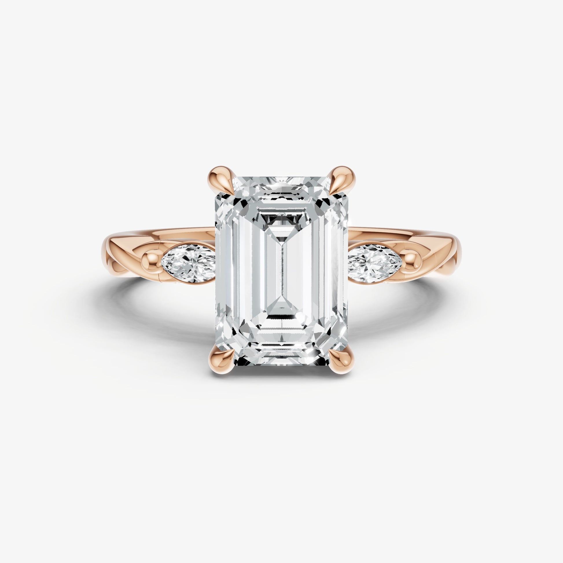 Emerald Engagement Ring with Marquise Accent Diamonds