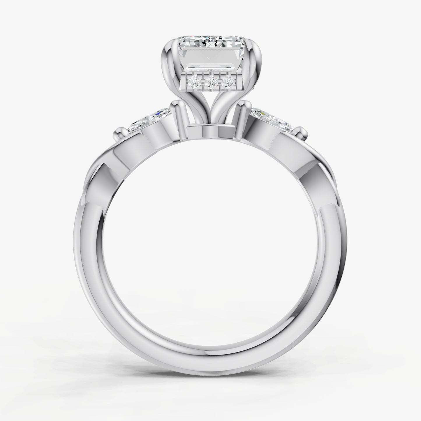 Emerald Engagement Ring with Marquise Accent Diamonds