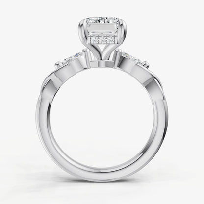 Emerald Engagement Ring with Marquise Accent Diamonds