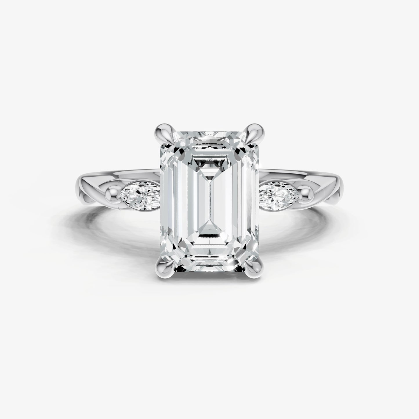 Emerald Engagement Ring with Marquise Accent Diamonds