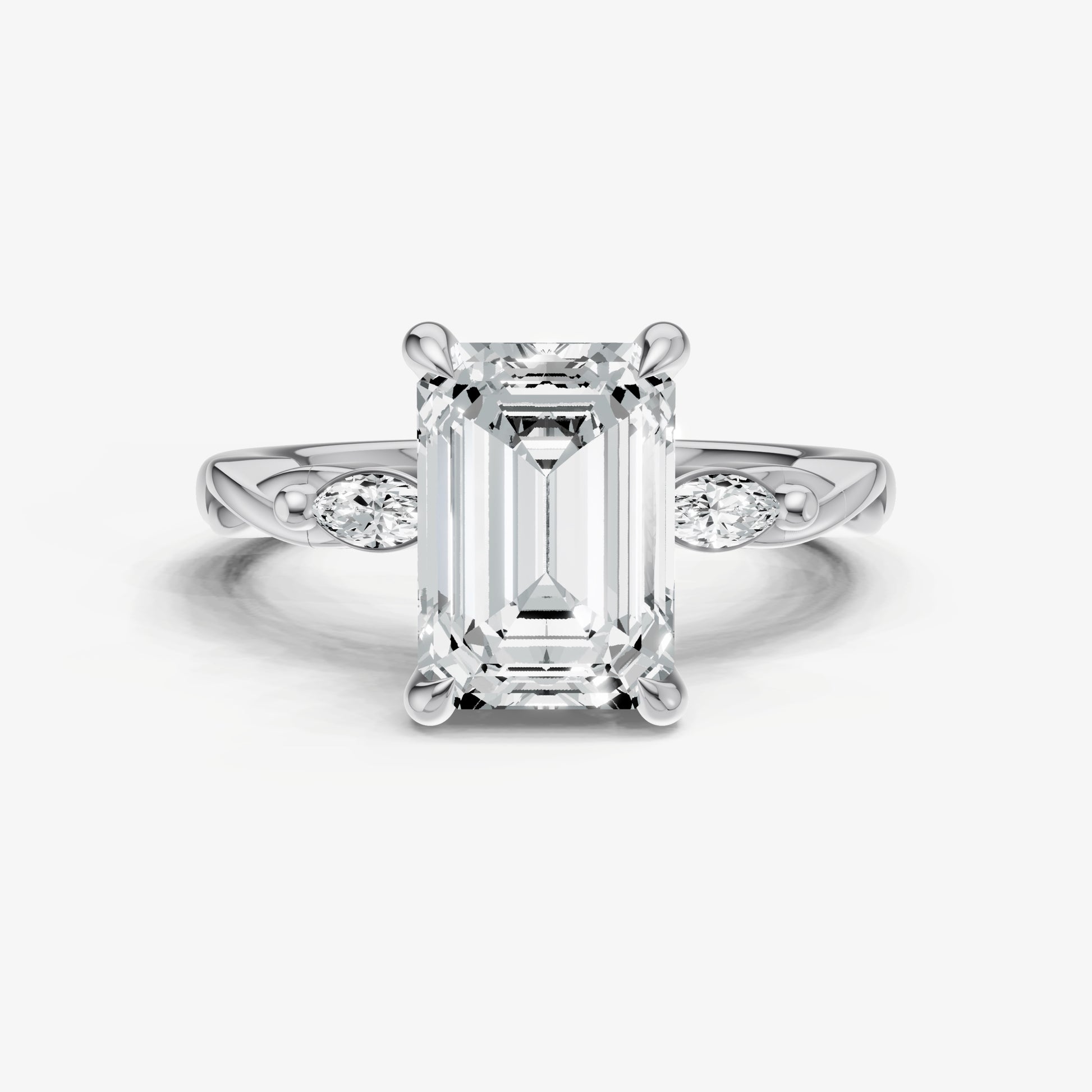 Emerald Engagement Ring with Marquise Accent Diamonds