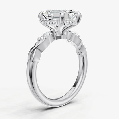 Emerald Engagement Ring with Marquise Accent Diamonds