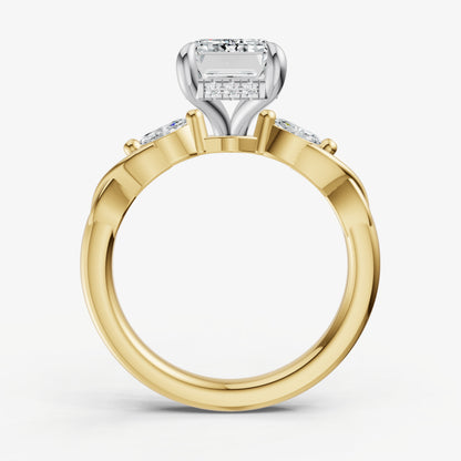 Emerald Engagement Ring with Marquise Accent Diamonds