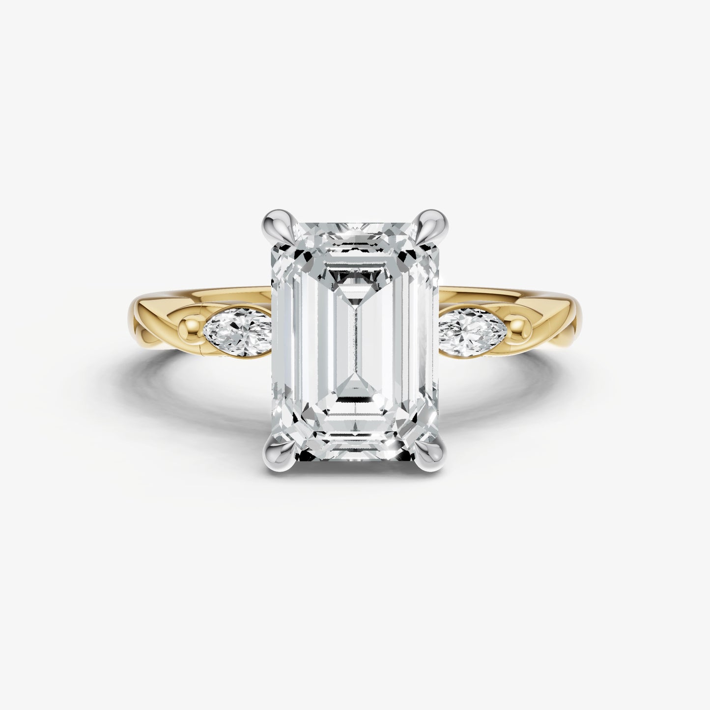 Emerald Engagement Ring with Marquise Accent Diamonds