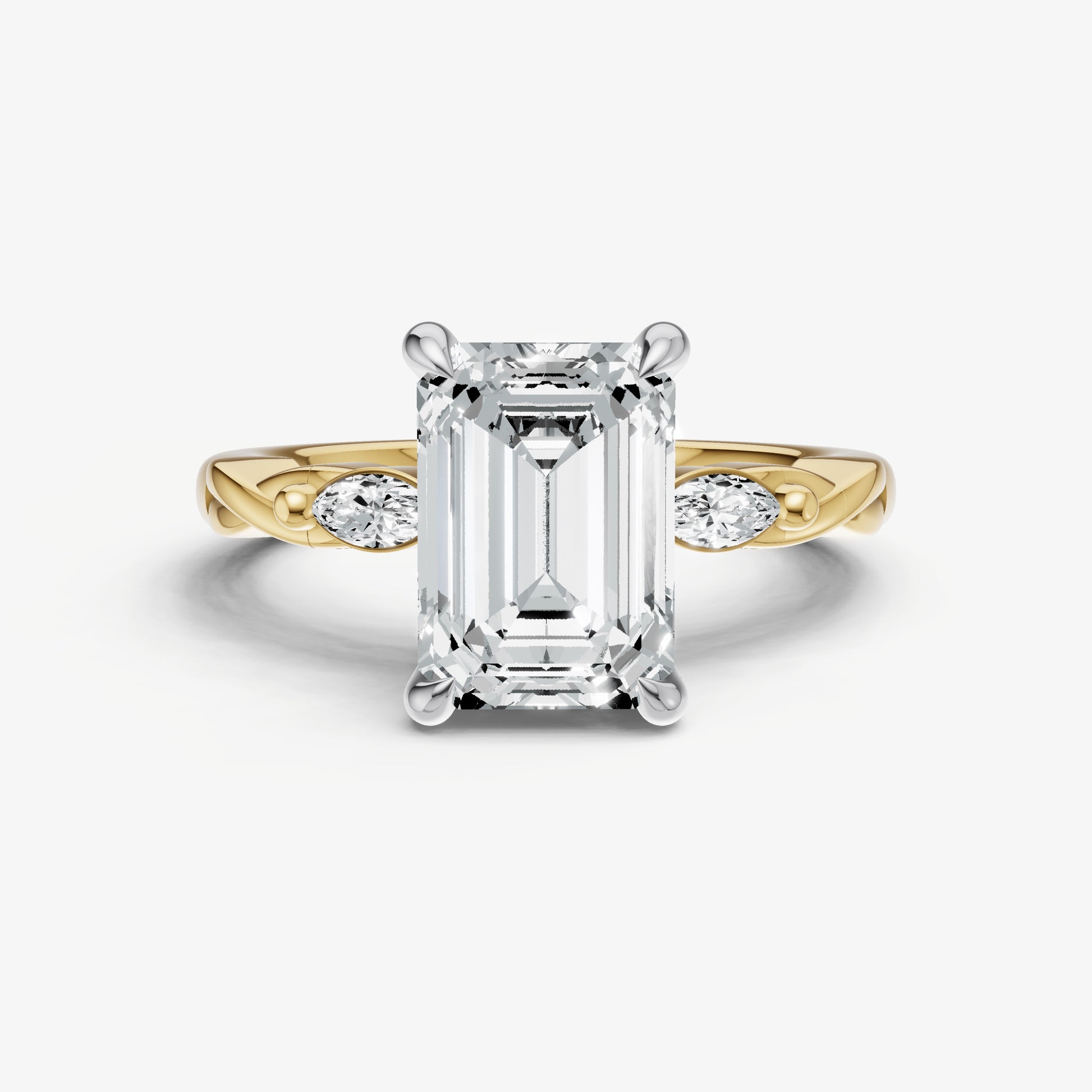 Emerald Engagement Ring with Marquise Accent Diamonds