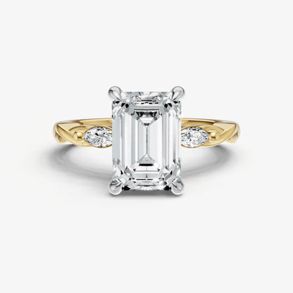 Emerald Engagement Ring with Marquise Accent Diamonds