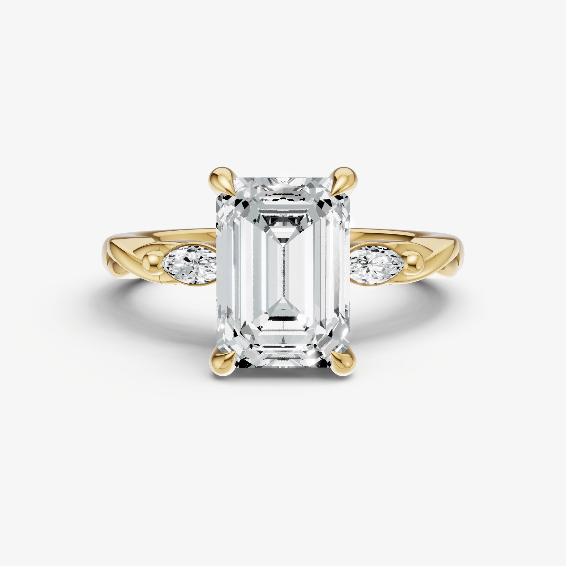 Emerald Engagement Ring with Marquise Accent Diamonds