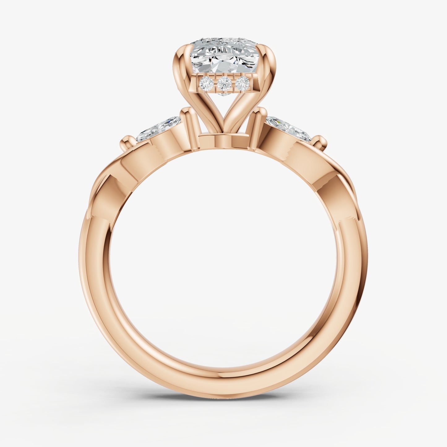 Elongated Cushion Engagement Ring with Marquise Accent Diamonds