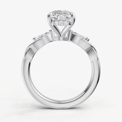 Elongated Cushion Engagement Ring with Marquise Accent Diamonds