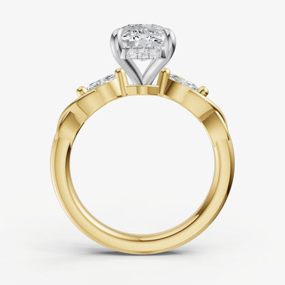 Elongated Cushion Engagement Ring with Marquise Accent Diamonds