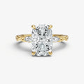 Elongated Cushion Engagement Ring with Marquise Accent Diamonds