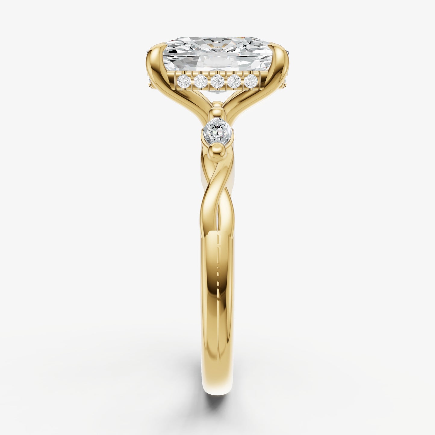Elongated Cushion Engagement Ring with Marquise Accent Diamonds