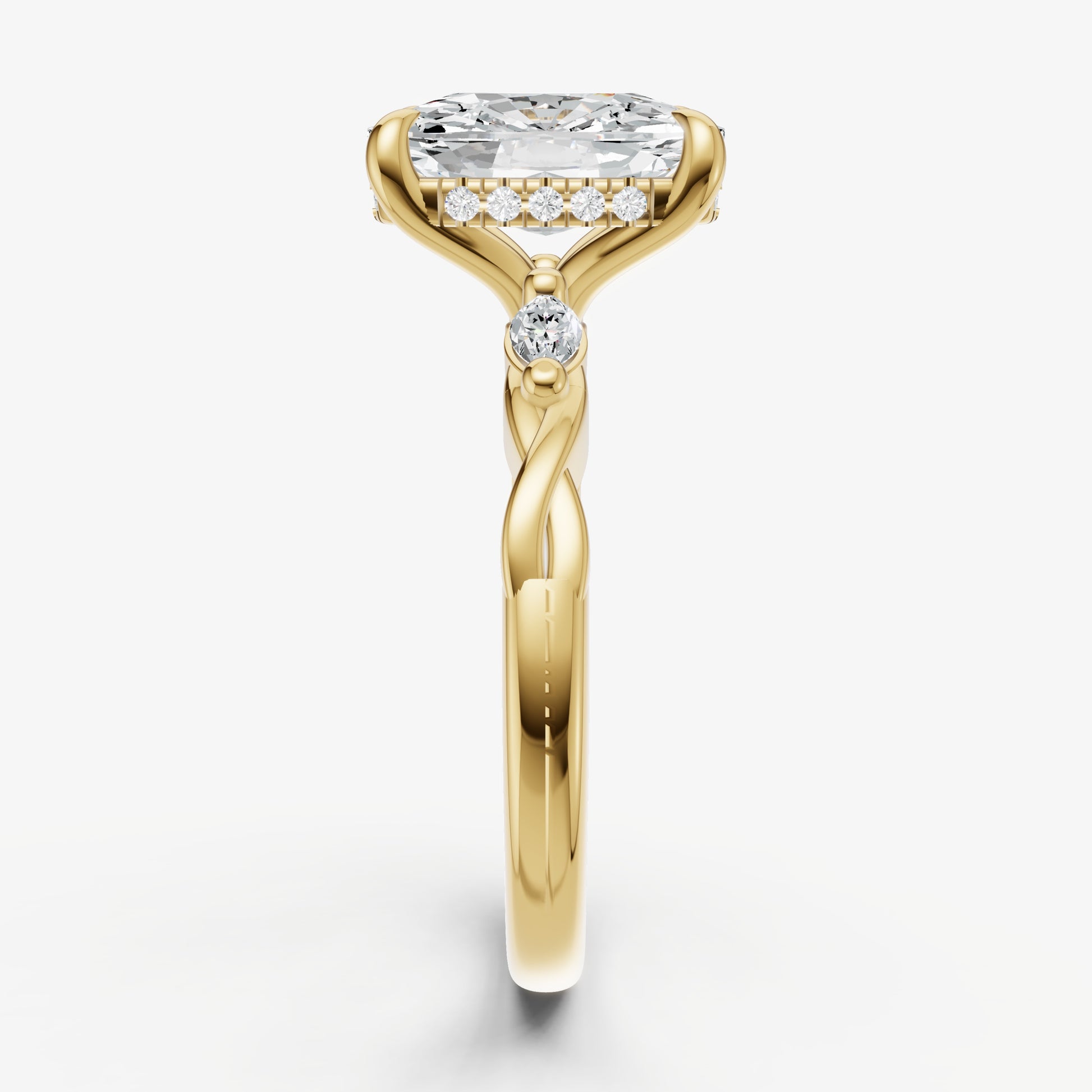 Elongated Cushion Engagement Ring with Marquise Accent Diamonds