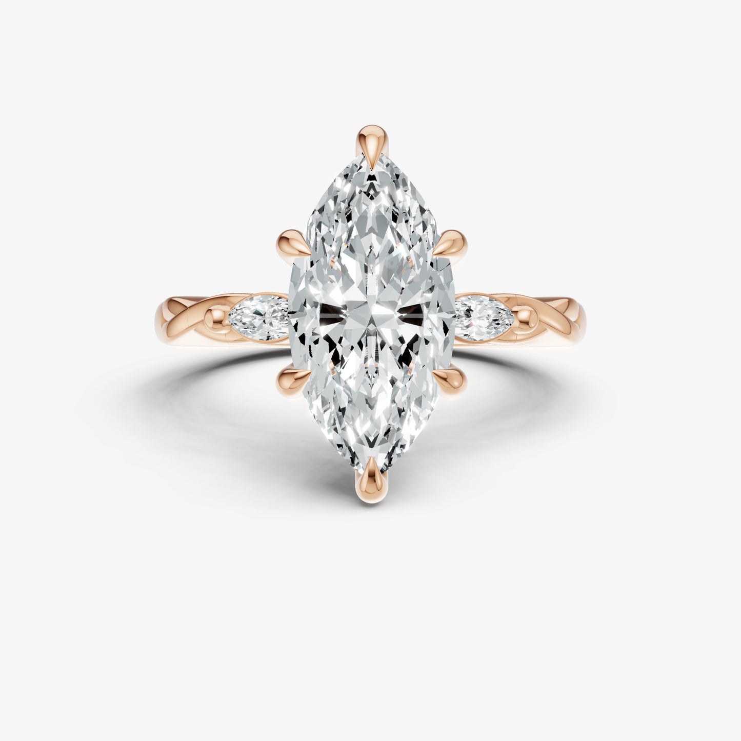 Marquise Engagement Ring with Marquise Accent Diamonds