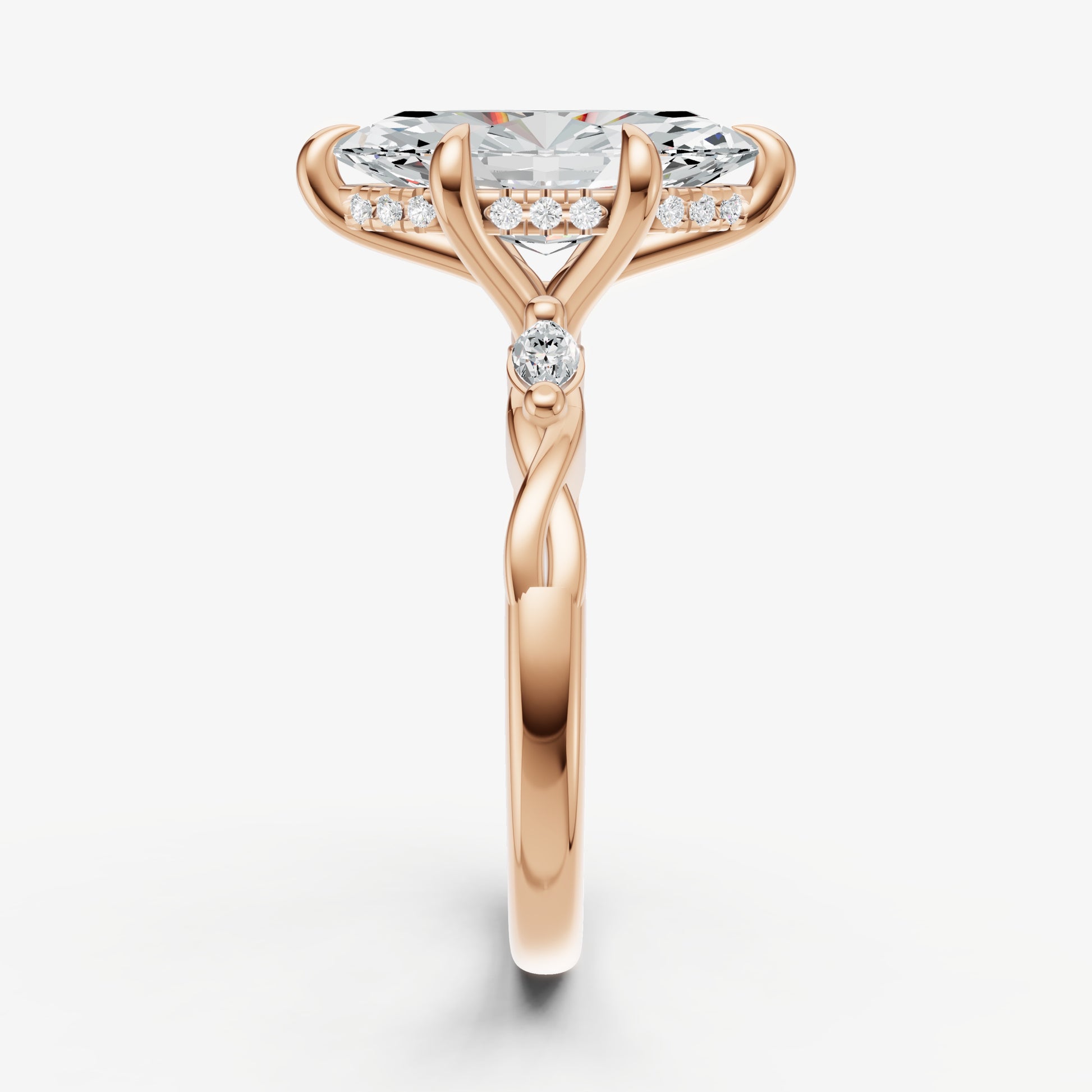 Marquise Engagement Ring with Marquise Accent Diamonds