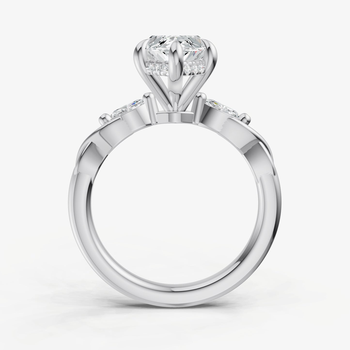 Marquise Engagement Ring with Marquise Accent Diamonds