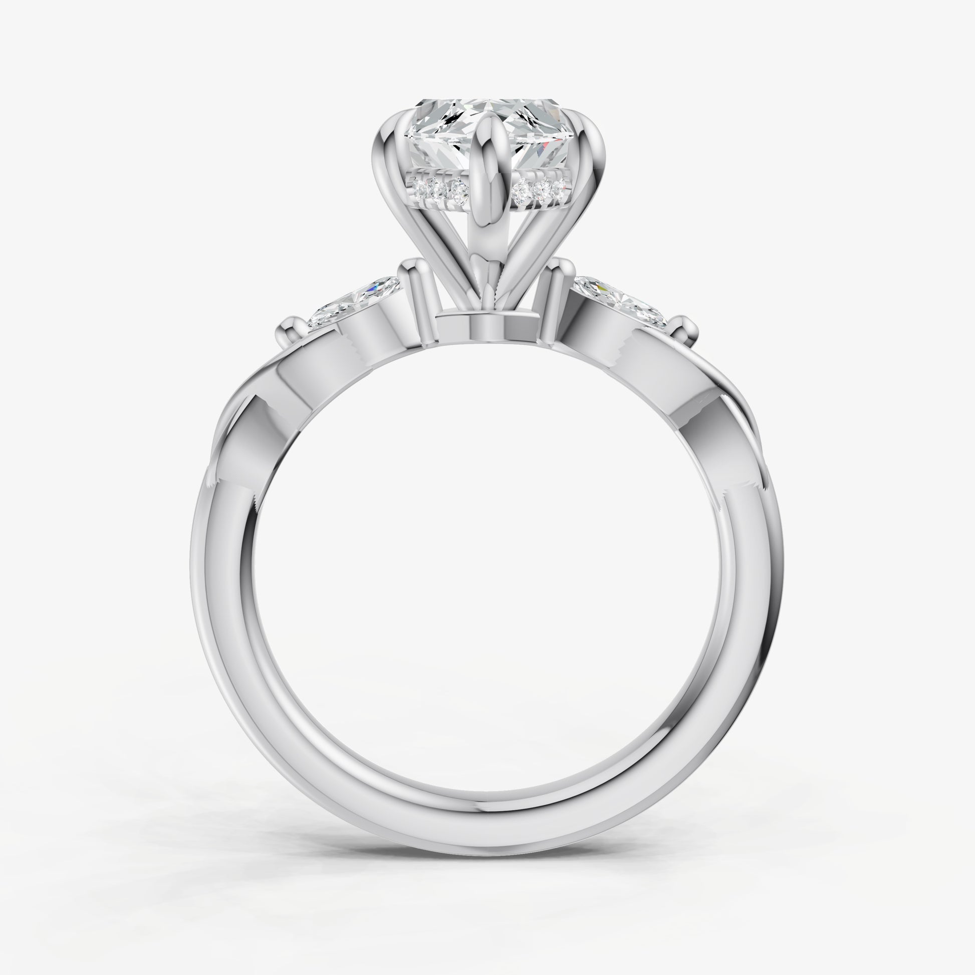 Marquise Engagement Ring with Marquise Accent Diamonds