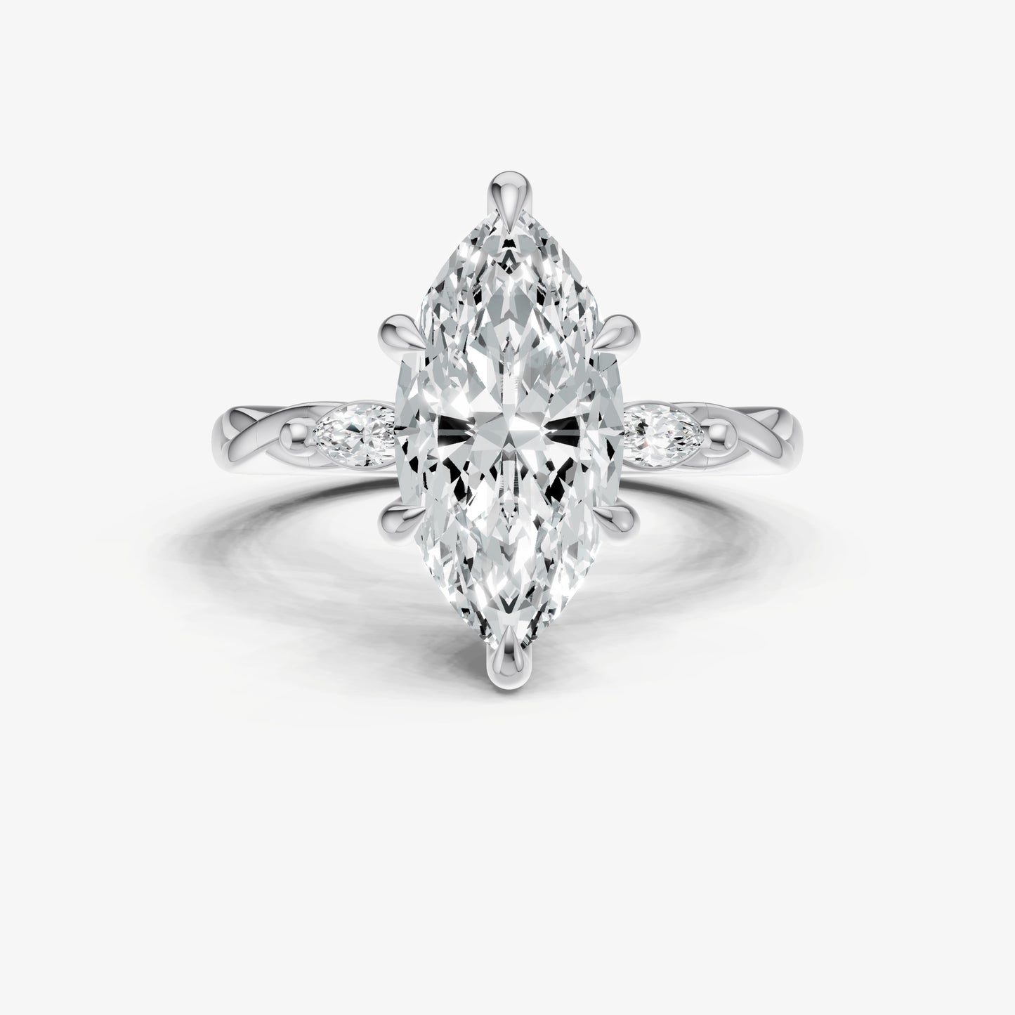 Marquise Engagement Ring with Marquise Accent Diamonds