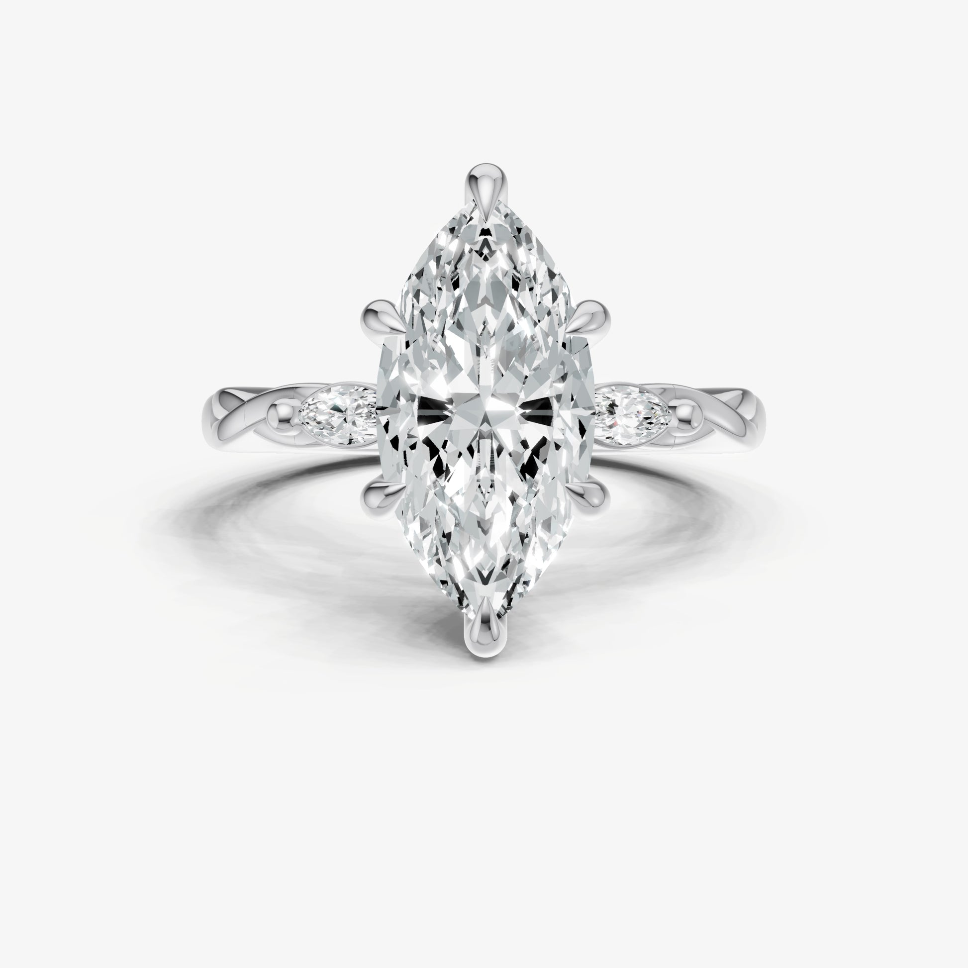 Marquise Engagement Ring with Marquise Accent Diamonds