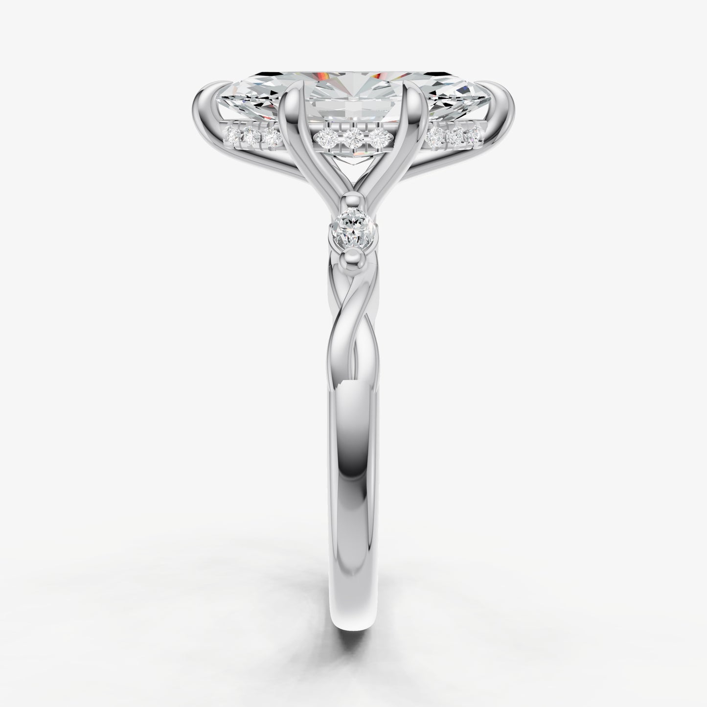 Marquise Engagement Ring with Marquise Accent Diamonds