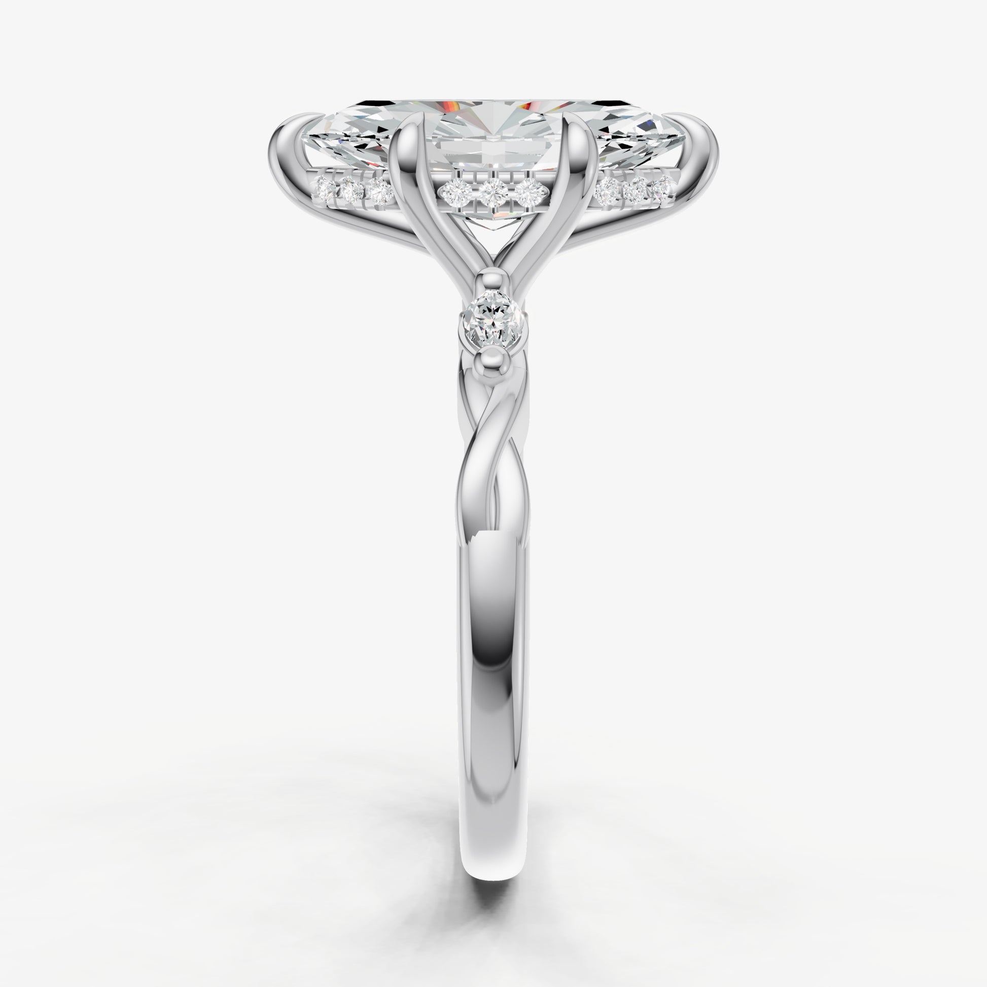 Marquise Engagement Ring with Marquise Accent Diamonds