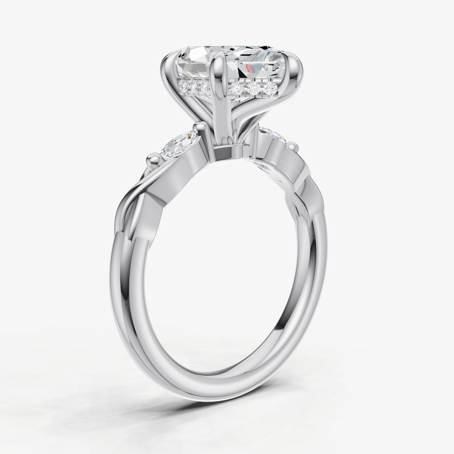 Marquise Engagement Ring with Marquise Accent Diamonds