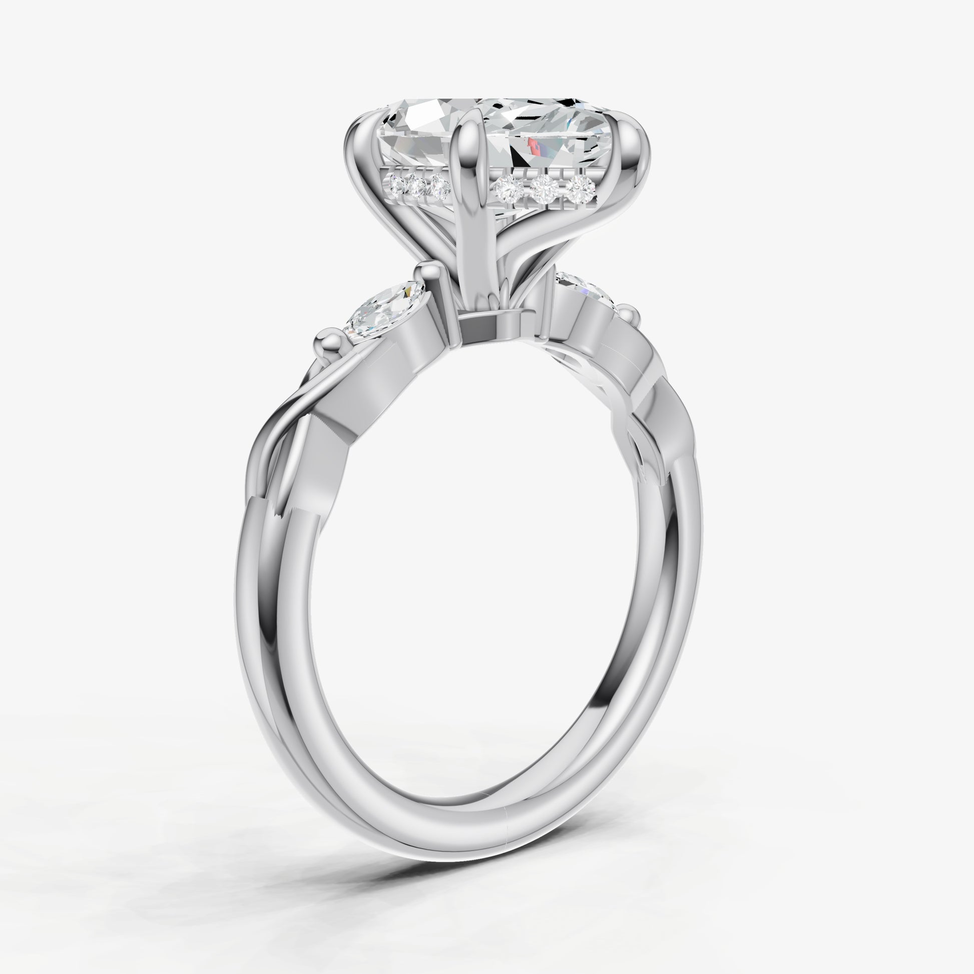 Marquise Engagement Ring with Marquise Accent Diamonds