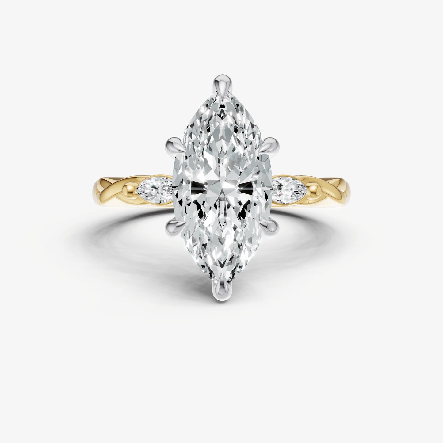 Marquise Engagement Ring with Marquise Accent Diamonds