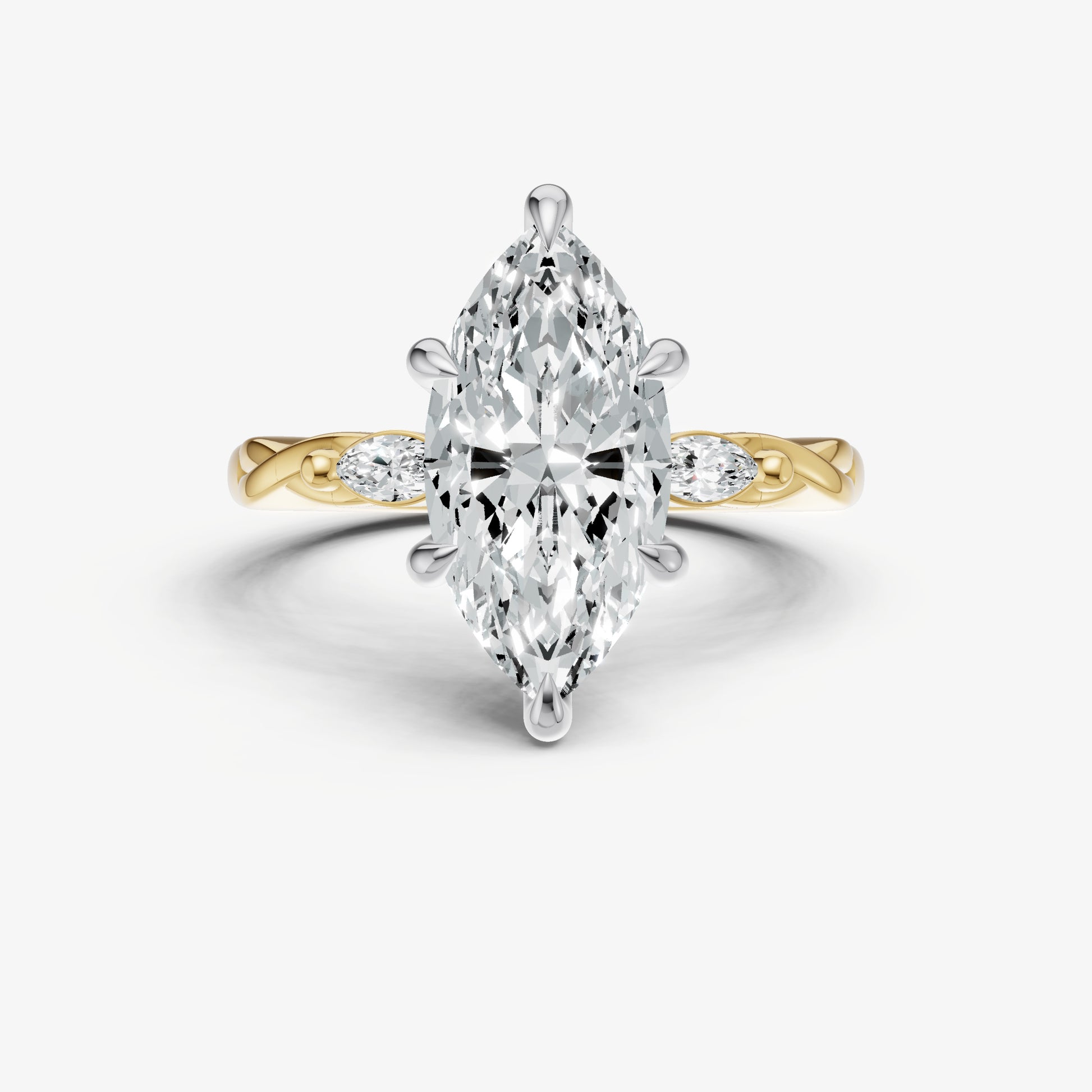 Marquise Engagement Ring with Marquise Accent Diamonds