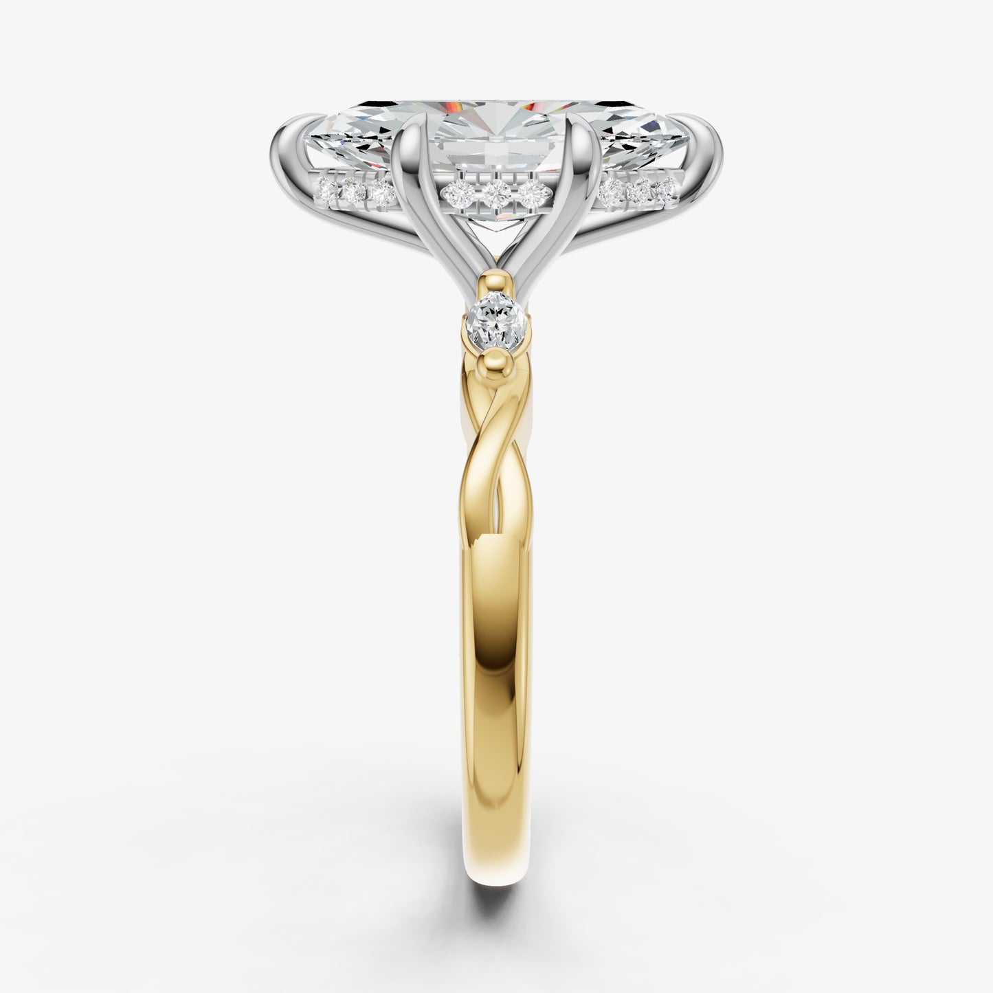 Marquise Engagement Ring with Marquise Accent Diamonds